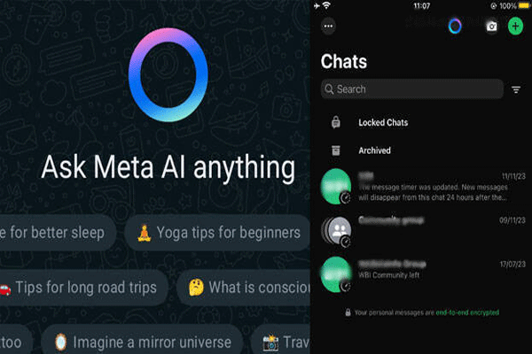 blue ring of WhatsApp