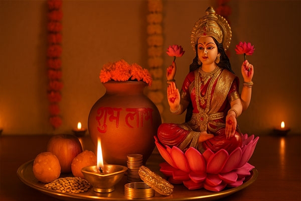 Lamp offering and Lakshmi Puja