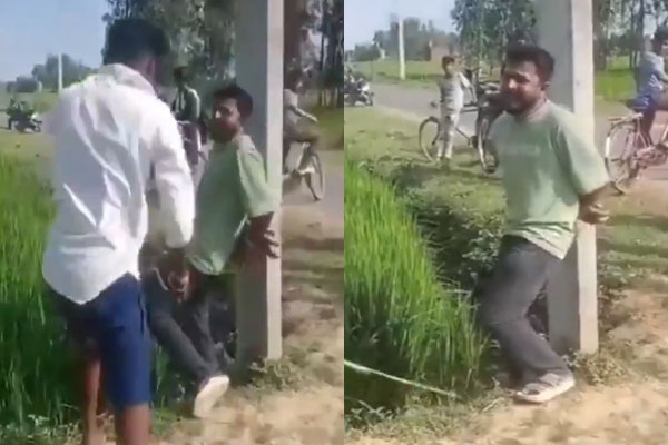 Beaten by being tied to a pole in Rae Bareli