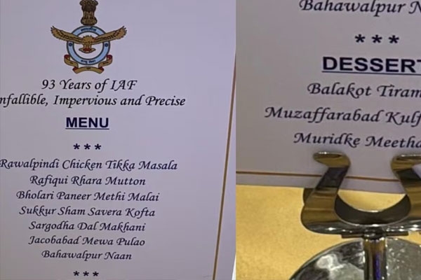 Indian Air Force dinner menu