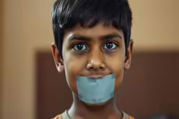 Teacher puts tape on boy