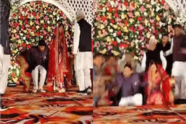 वधू-वरांच्या आशीर्वाद समारंभात अचानक कोसळला स्टेज, अनेक जण जखमी; VIDEO