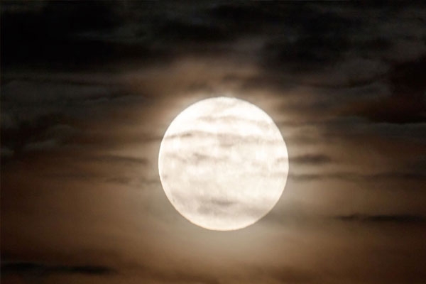 Bright super moon in the sky