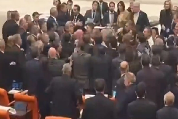 Turkey parliament fight video,