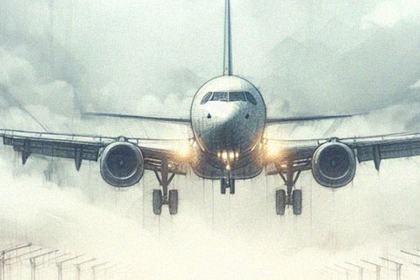 plane in fog