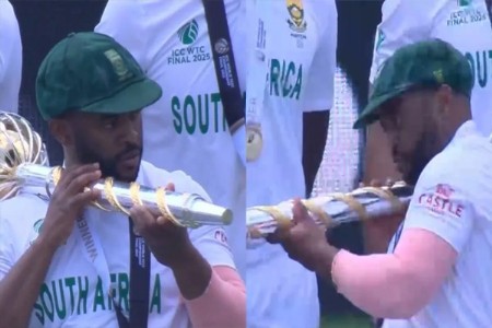 VIDEO: WTC Final...टेम्बा बावुमाने ICC ची गदा घेऊन केली 'FIRING'