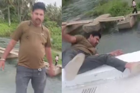फोटो काढताना तोल गेला आणि कावेरी नदीच्या प्रवाहात वाहून गेला...भयानक video