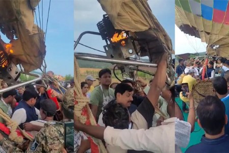 मुख्यमंत्री मोहन यादव यांच्या हॉट एअर बलूनला आग