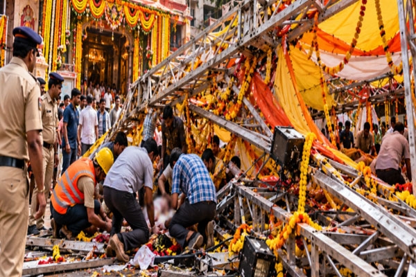  ahilyanagar pandal collapse
