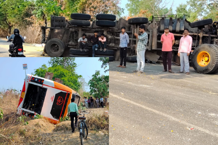 अपघातग्रस्त ट्रकमुळे ट्रॅव्हल्सचा भीषण अपघात