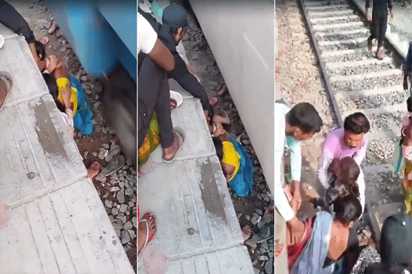 आईची माया-मृत्यूचा थरार! रेल्वे रुळाखाली ४ जीवांचा थरारक पुनर्जन्म: VIDEO