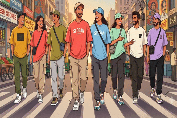 ओव्हरसाईज्ड टी-शर्ट आणि कार्गो पँट