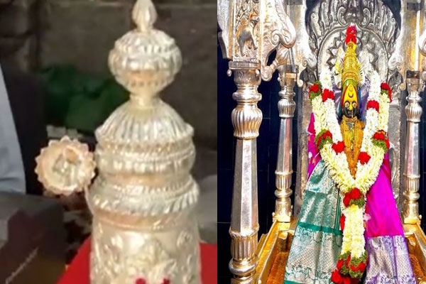 devotee offers 967 gram silver crown to tulja bhavani temple in tuljapur