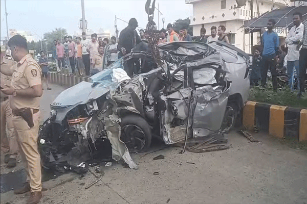 speeding car rams into stationary truck speeding car rams into stationary truck