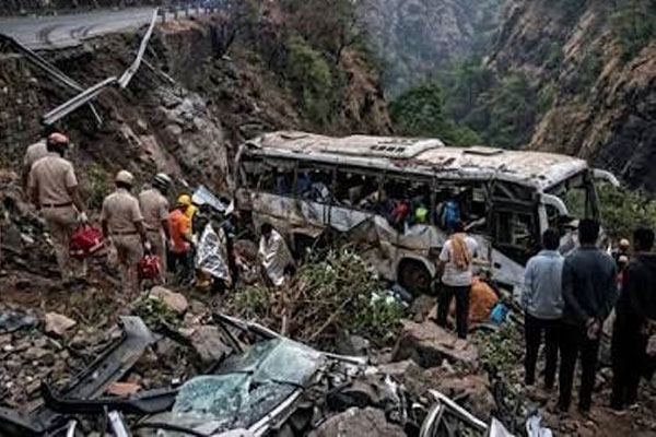 Bus plunges off bridge in Rajgad. Bus plunges off bridge in Rajgad.