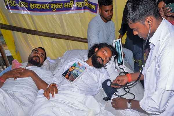 Devendra Nath Mahato in the hospital