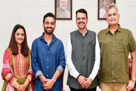 अजिंक्य रहाणे यांची मुख्यमंत्री फडणवीस यांच्याशी भेट