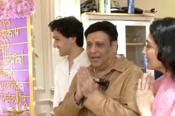 govinda celebrates ganesh chaturthi with son yashvardhan and daughter tina, sunita ahuja’s absence grabs attention