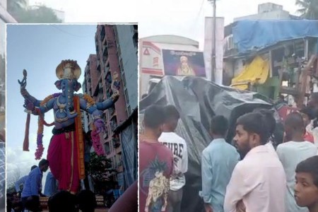 मुंबईत गणेशमूर्ती कोसळण्याची पुन्हा घटना